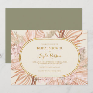 Invitation Boho Botanical   Fête des mariées horizontale vert