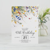 Invitation Boho Botanical Fleurs sauvages 40e anniversaire (Debout devant)