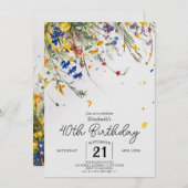 Invitation Boho Botanical Fleurs sauvages 40e anniversaire (Devant / Derrière)