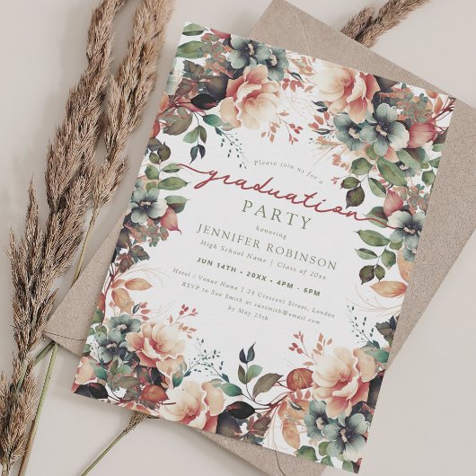 Invitation Boho Botanical Garden Floral Graduation Party