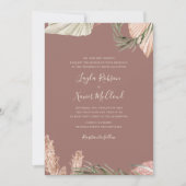 Invitation Boho Botanical | Rose simple Mariage traditionnel (Devant)
