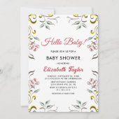 Invitation Boho Botanique Aquarelle Baby shower Floral (Devant)