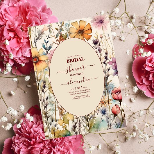 Invitation Boho Botanique Aquarelle Fleur sauvage Mariage
