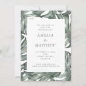 Invitation Boho Botanique Aquarelle Monstera Vert Mariage (Devant)
