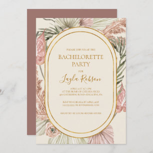 Invitation Boho Botanique Dusty Rose Bachelorette Party