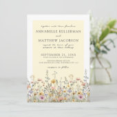 Invitation Boho Botanique Fleur sauvage Jaune Floral Mariage (Debout devant)
