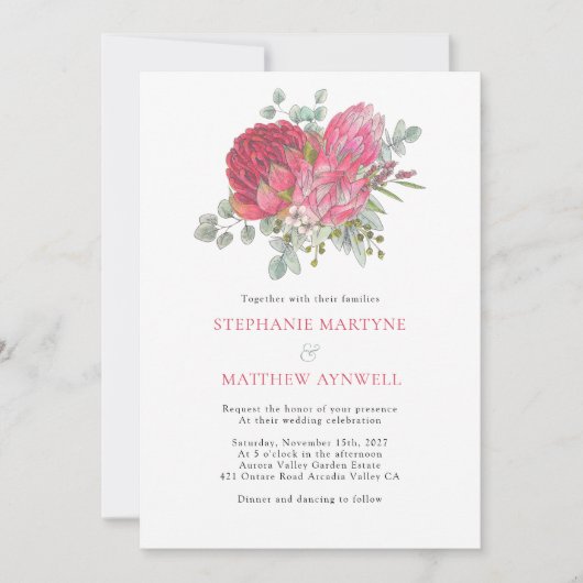 Invitation Boho Botanique Floral Eucalyptus Mariage (Devant)