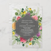 Invitation Boho Botanique Floral Mariage de briques géométriq (Devant / Derrière)