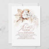 Invitation Boho Botanique Floral Terracotta Fête des mariées (Devant)