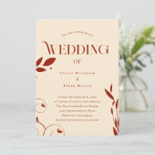 Invitation Boho Botanique Mariage beige (Debout devant)