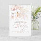 Invitation Boho Botanique Orchidées Blanches Pampas Mariage e (Debout devant)