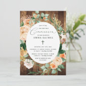 Invitation Boho Botanique Personnalisé Rustic Wood Communion (Debout devant)
