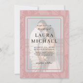 Invitation Boho botanique poussiéreux rose cadre photo mariag (Devant)