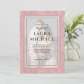 Invitation Boho botanique poussiéreux rose cadre photo mariag (Debout devant)