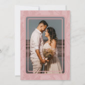 Invitation Boho botanique poussiéreux rose cadre photo mariag (Dos)