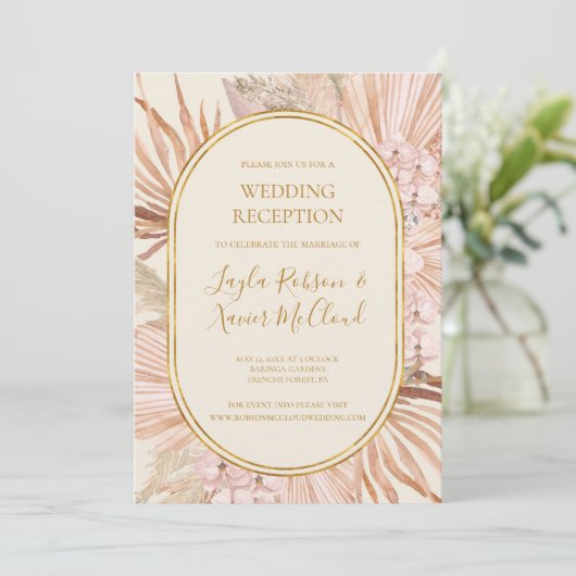Invitation Boho Botanique | Réception de mariage Rose Poussié (Debout devant)