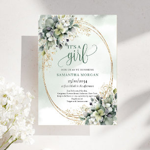 Invitation Boho Botanique Vert Blanc Foliage C'est Une Fille