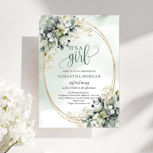 Invitation Boho Botanique Vert Blanc Foliage C'est Une Fille