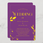 Invitation Boho Botanique violet Mariage (Devant / Derrière)