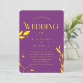 Invitation Boho Botanique violet Mariage (Debout devant)