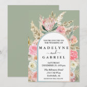 Invitation Boho Bouquets Pampas Arche Cadre (Devant / Derrière)