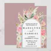 Invitation Boho Bouquets Pampas Arche Cadre (Devant / Derrière)