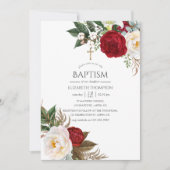 Invitation Boho Bourgogne - Baptême Floral Marsala (Devant)