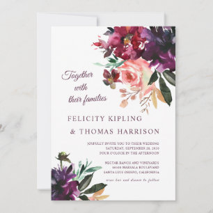 Invitation Boho Bourgogne et Boho Blush Mariage botanique Flo