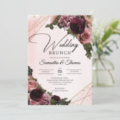 Invitation Boho Bourgogne et brunch des fleurs de marron roux (Debout devant)