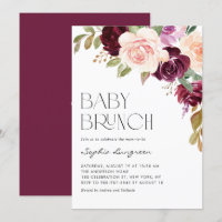 Boho Bourgogne et fleurs de pêche Chute Bébé Brunc
