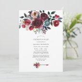 Invitation Boho Bourgogne & Fleurs de Navy Célébration de la (Debout devant)