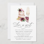 Invitation Boho Bourgogne & Floral Blush Love est doux Mariag (Devant)