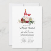 Invitation Boho Bourgogne Floral Dégustation Vin Virtuel Douc (Devant)