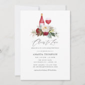 Invitation Boho Bourgogne Floral Vin Dégustation Fête des mar (Devant)