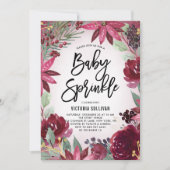 Invitation Boho Bourgogne Hiver Baby shower Floral Saupoudrer (Devant)