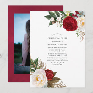 Invitation Boho Bourgogne - Marsala Floral Célébration de la