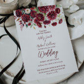Invitation Boho Bourgogne moderne Mariage Floral officiel