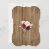 Invitation Boho Bourgogne rose Floral Vieux Bois I DO BBQ (Dos)