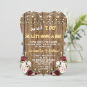 Invitation Boho Bourgogne rose Floral Vieux Bois I DO BBQ (Debout devant)