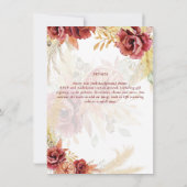 Invitation BOHO Bourgogne Rose Pampas Mariage (Dos)