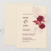 Invitation Boho Bourgogne Rose Tracery (Devant / Derrière)