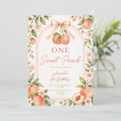 Invitation Boho Bow Été Un Douce Fête Peach Floral (Debout devant)