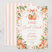 Invitation Boho Bow Été Un Douce Fête Peach Floral (Devant / Derrière)
