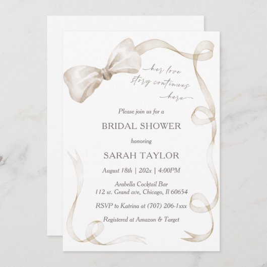 Invitation Boho Bow Modèle de l'invitation à la douche nuptia (Devant / Derrière)