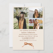 Invitation Boho Bow Ribbon branché 4 PHOTO Graduation Party (Dos)