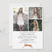 Invitation Boho Bow Ribbon branché 4 PHOTO Graduation Party (Dos)
