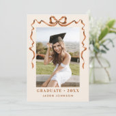 Invitation Boho Bow Ribbon branché 5 PHOTO Graduation Party (Debout devant)