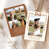 Invitation Boho Bow Ribbon branché 5 PHOTO Graduation Party