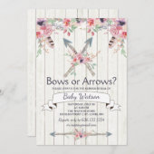 Invitation Boho Bows or Flrows Gender Revevela Party (Devant / Derrière)
