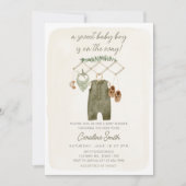 Invitation Boho Boy Baby Clothes Baby Shower (Devant)